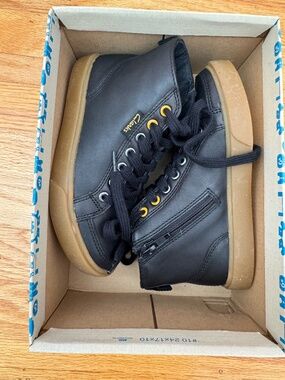 Clarks Club Jive Inf Kids Ankle Boots Black Leather